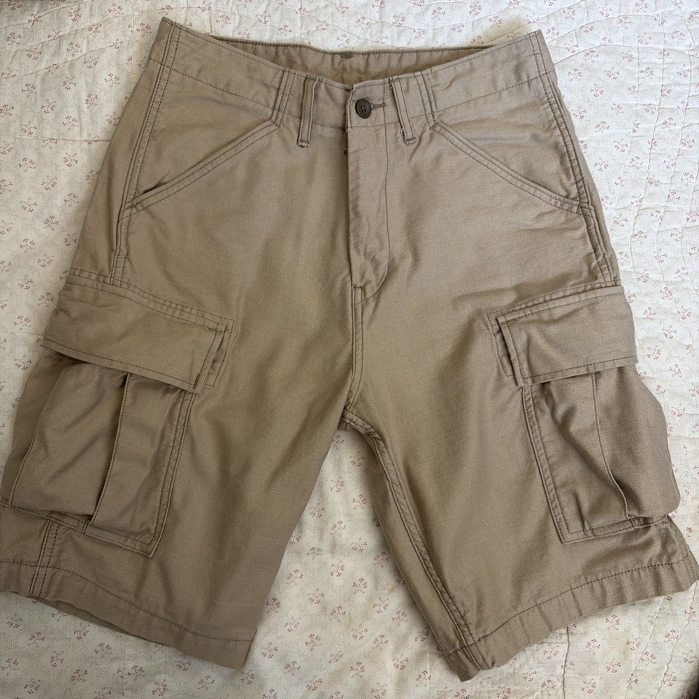 Levi's Men's Khaki Cargo Shorts Cotton Button Pockets Flat Front Casual Men"s 29